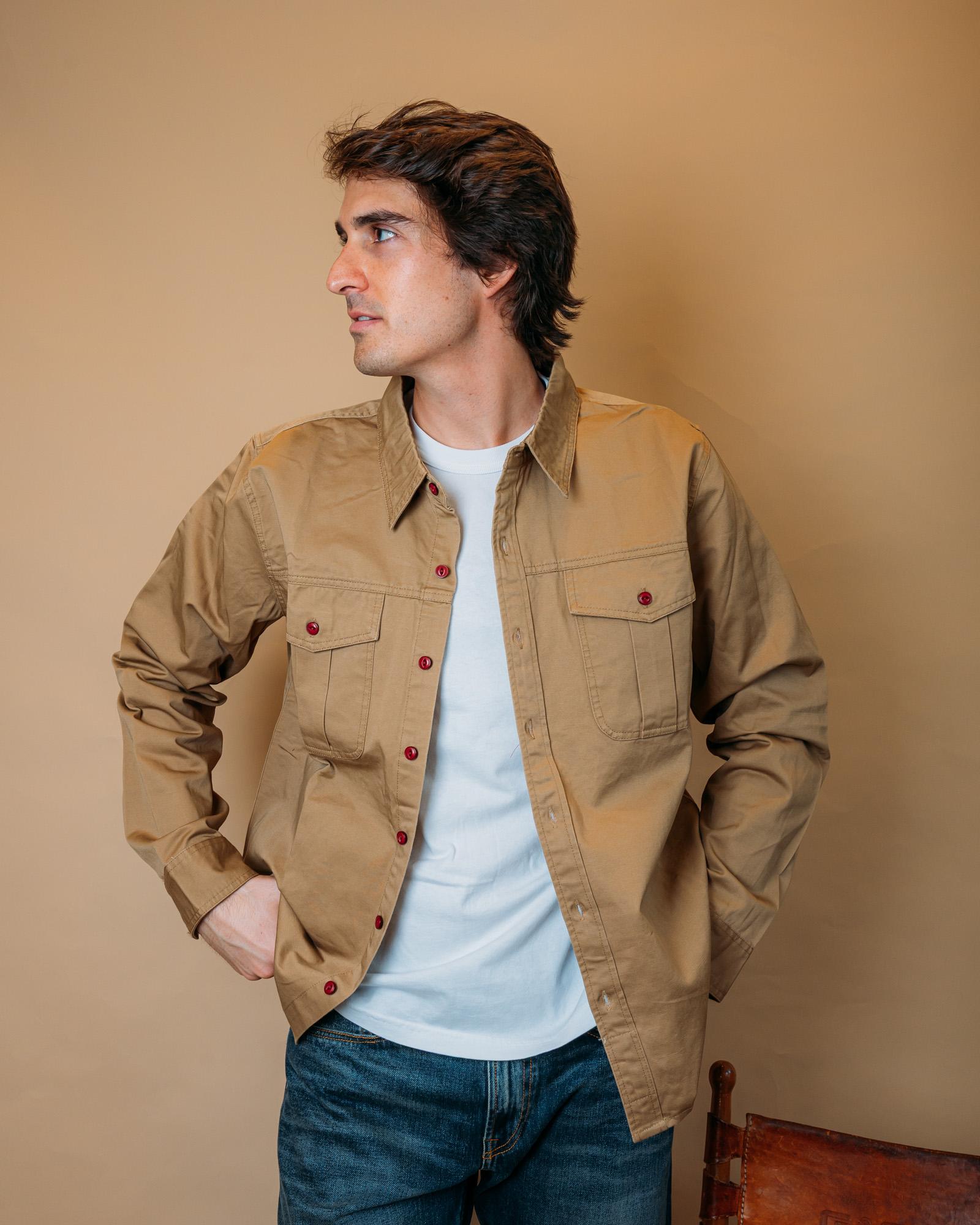Camicia casual sabbia Workshirt Engineer Khaki da uomo di Bennet Works nuova collezione