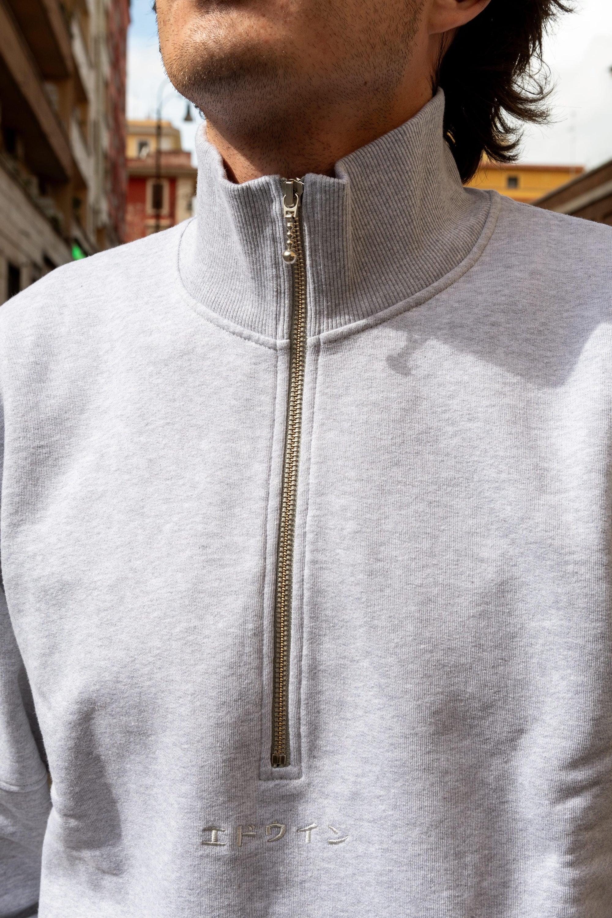 Koji Half Zip Sweater I032565DF67 GREY MARL Edwin