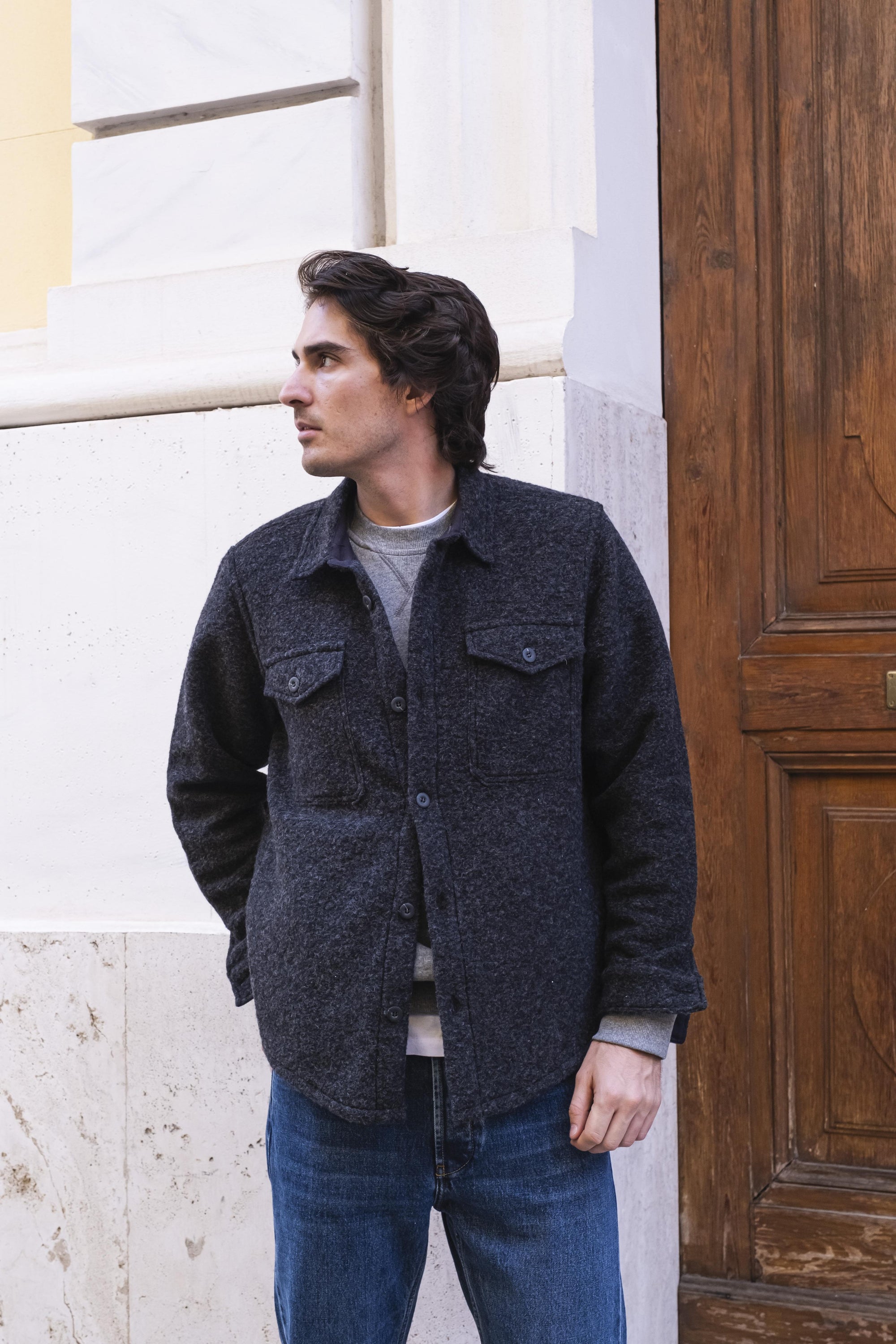 Overshirt in Lana Cotta OC215ANTRACITE ANTRACITE Seadog 