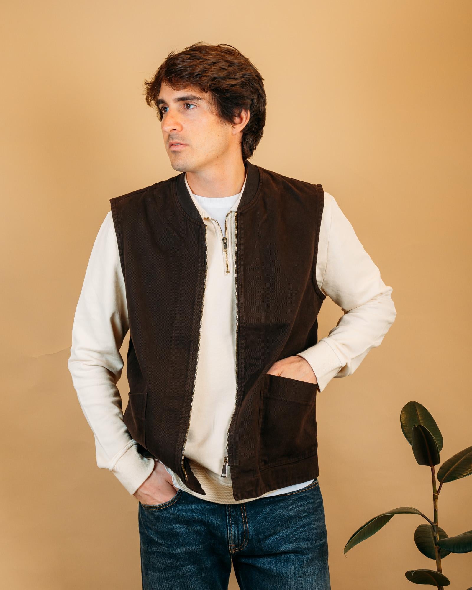 Gilet Bob Vest Zip Marrone V445 MO Seadog 