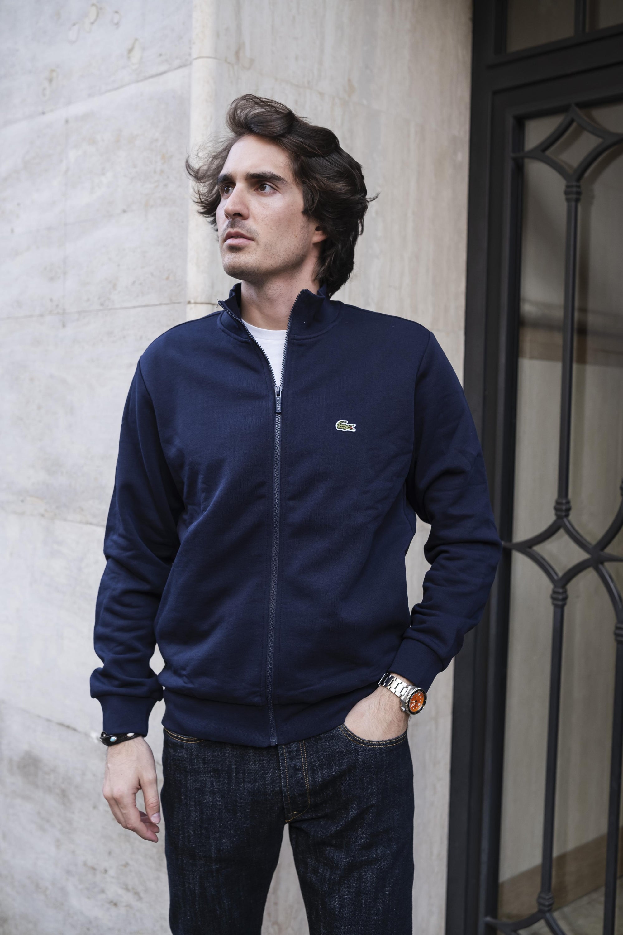 Felpa a Lupetto con Zip SH9622166 MARINE Lacoste