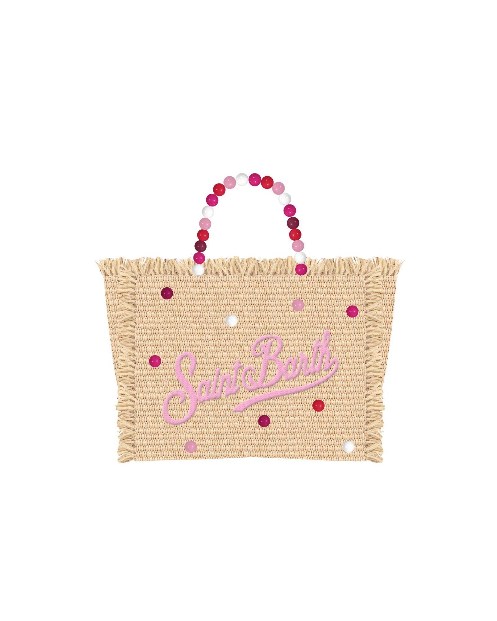 Borsa Vanity Mini Straw Wood Beads  MC2 Saint barth donna borsa mare paglia perle legno