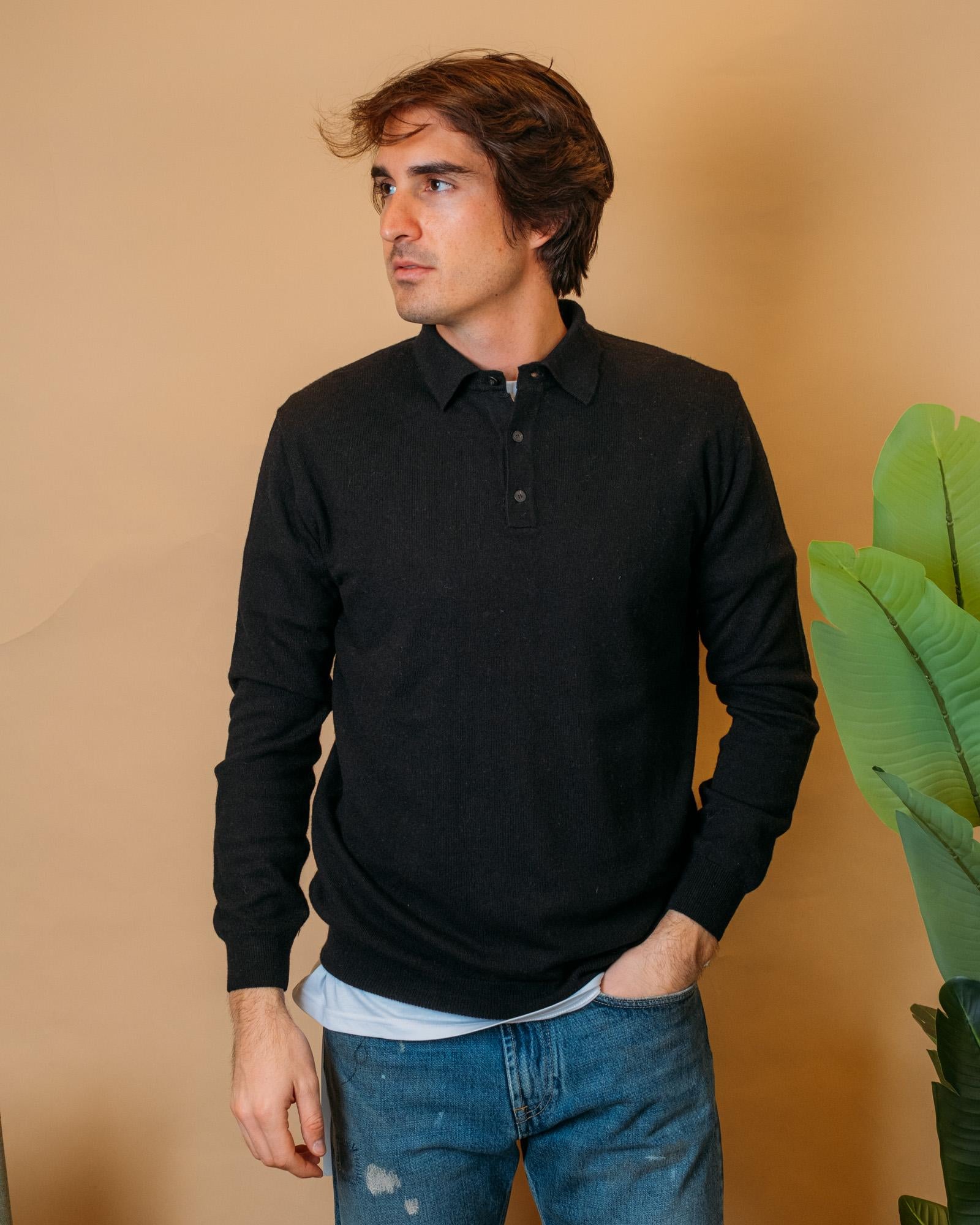 Polo in Lana e Cashmere MA7069NERO NERO Gaffi 