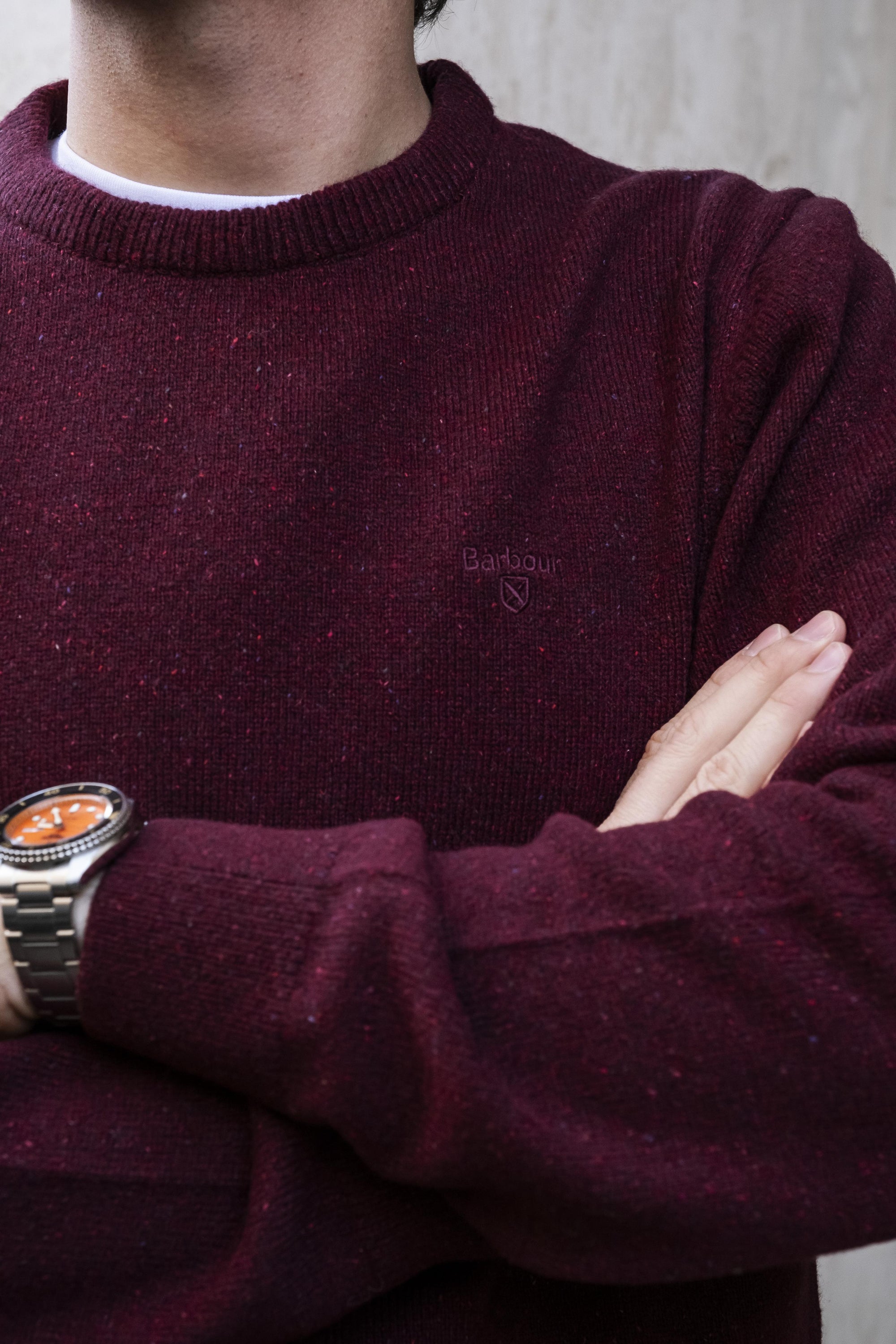 Essential Tisbury Crew MKN0844RE56 RUBY Barbour 