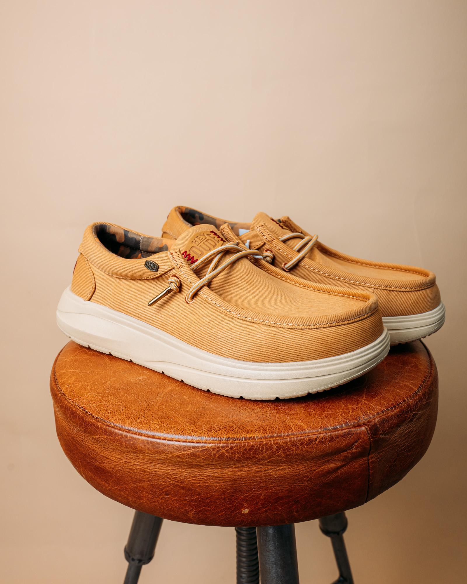 Scarpe Wally Comf Worn Twill Bone Brown-Olive Grey 45113 2LS Hey Dude 