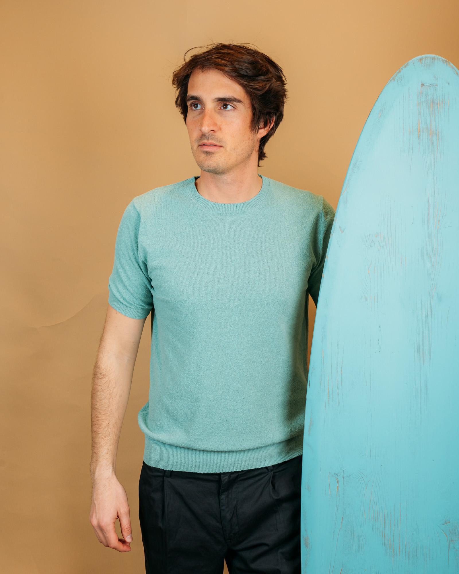 Gaffi T-shirt uomo in spugna di cotone verdino