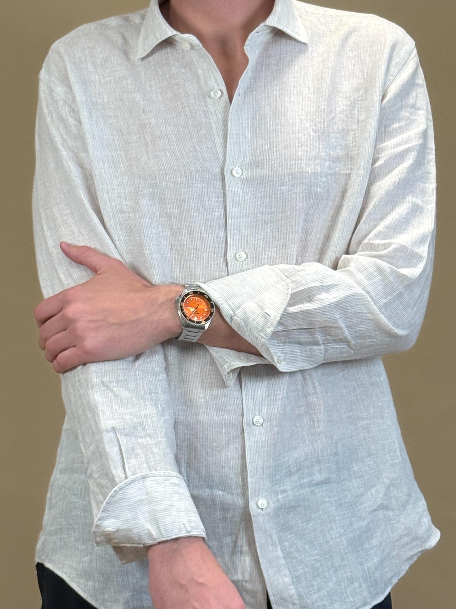 Camicia Millerighe in Lino 748ML81271 004 Xacus