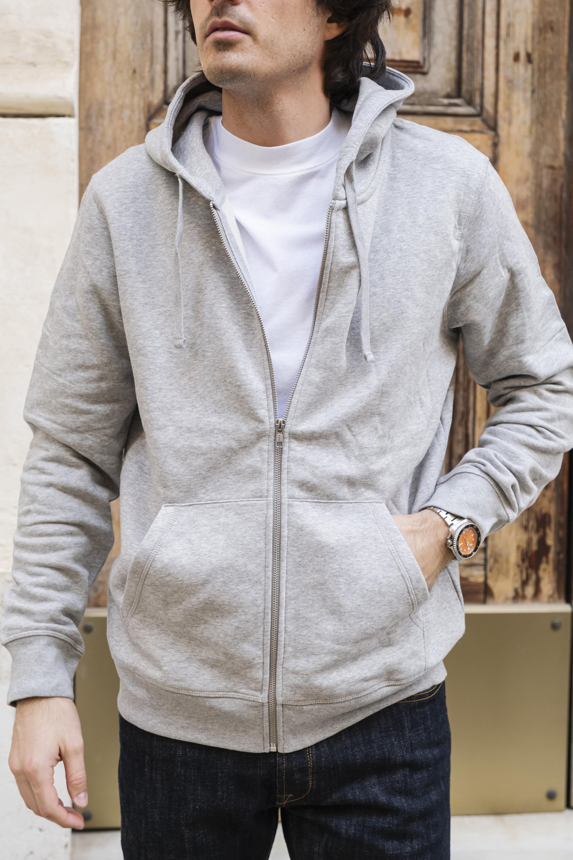 Mixer Hoodie Zip MIXERHEATHERGREY GREY Gaffi 