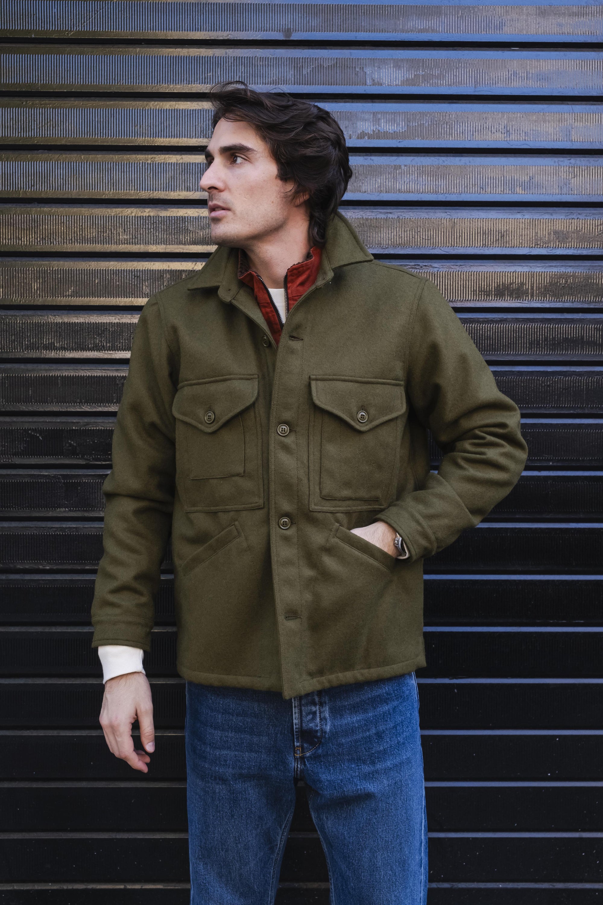 Wool Cruiser Jacket 7079MILITARYGREEN MILITARY GREEN Manifattura Ceccarelli 