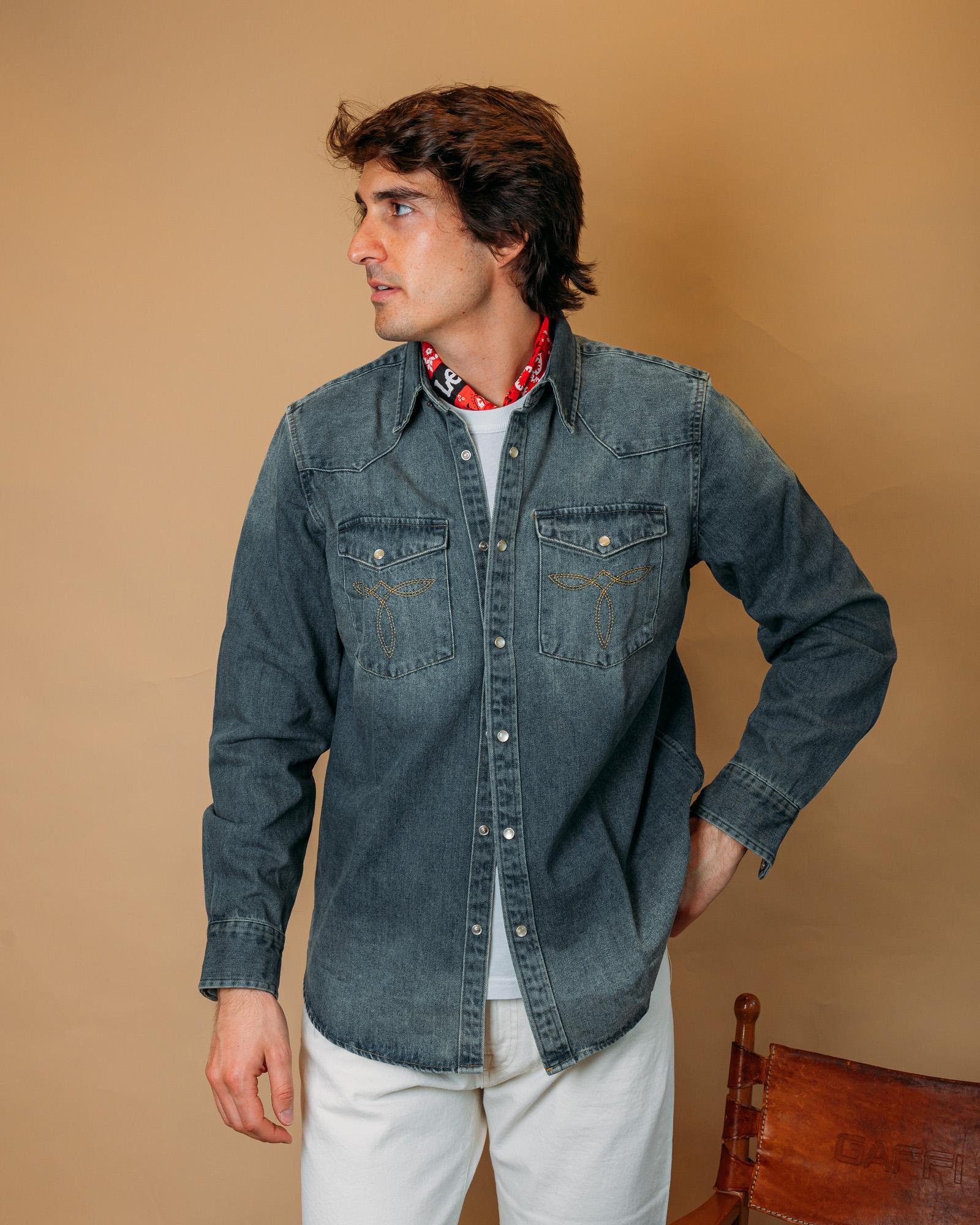Camicia Western Slub Denim Blue SDWS UNICA Bennet Works 