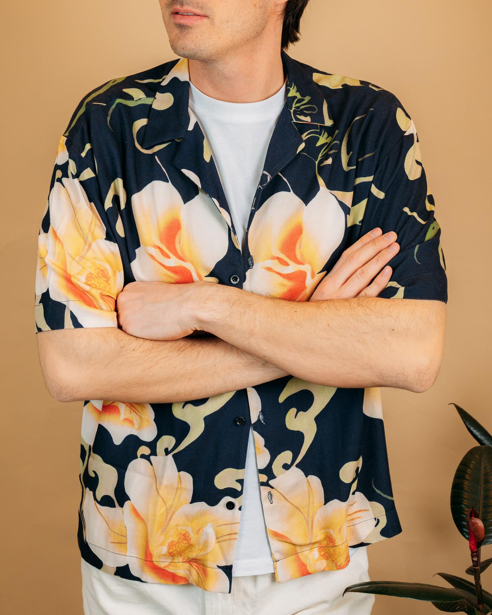 Camicia uomo estiva aperta Edwin mono no aware stampa giapponese