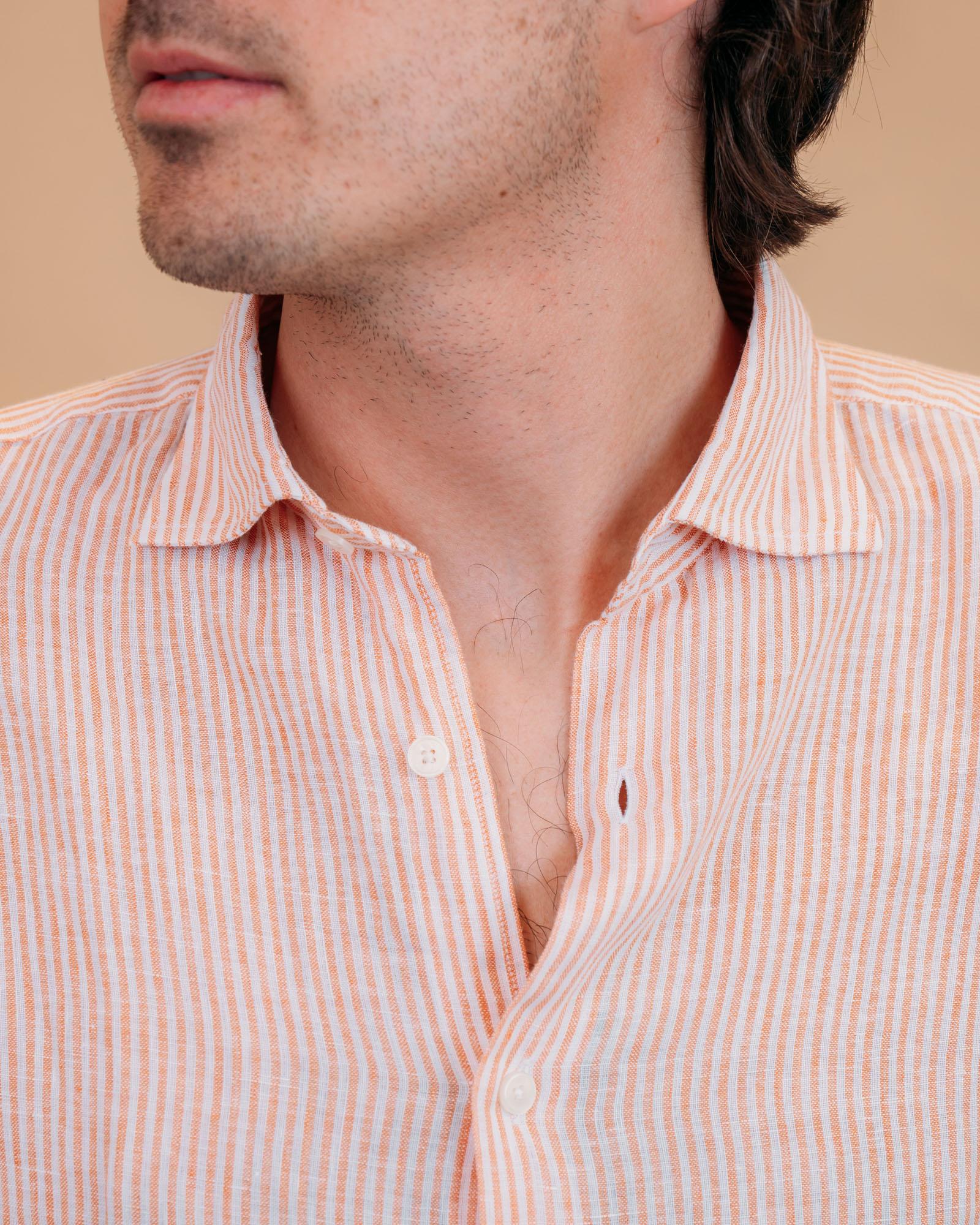 Camicia in Lino Riga Coccio 2830131 09 Portofiori 