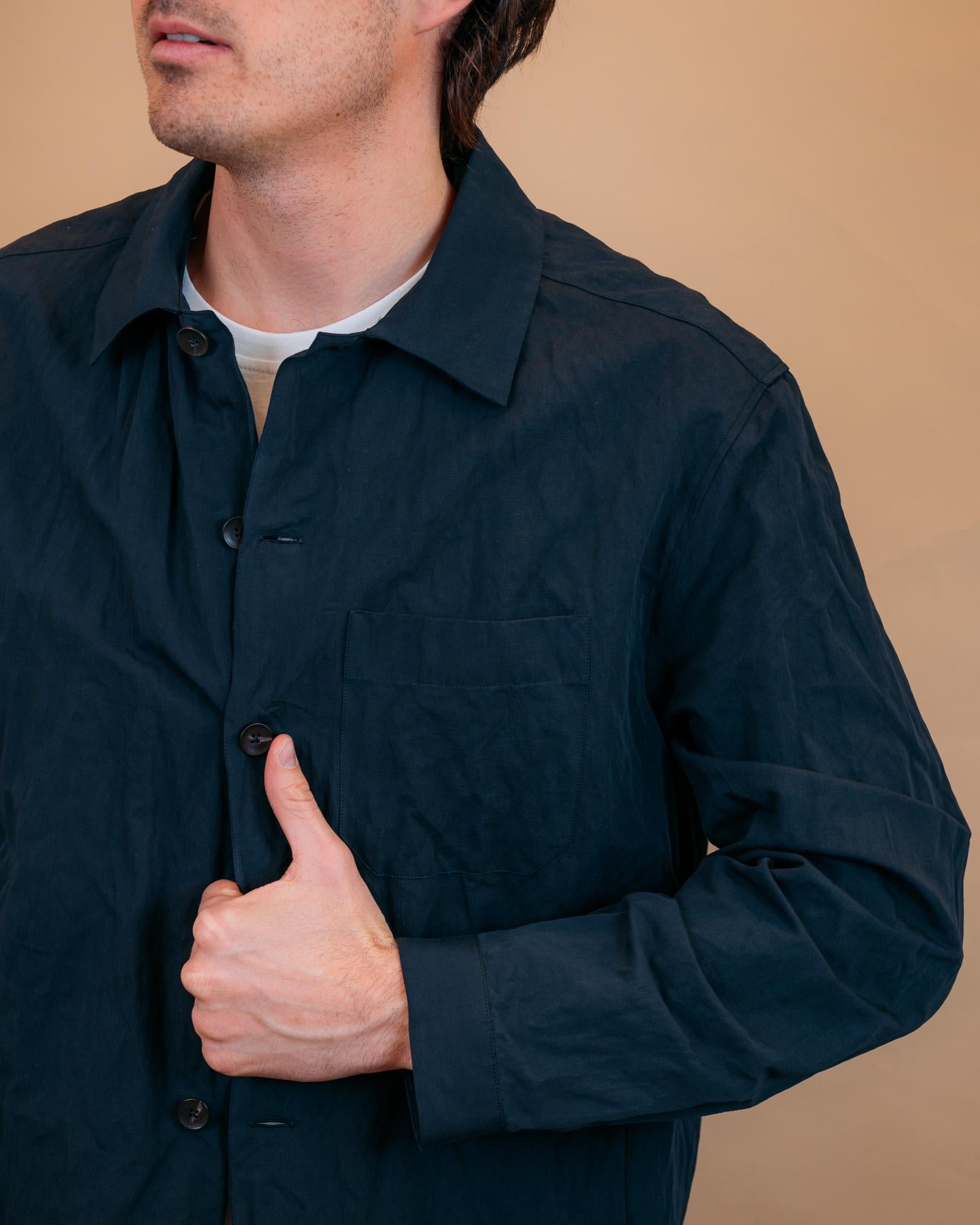 Overshirt in Wrinkle Cotton Blu 165ML21441 002 Xacus 