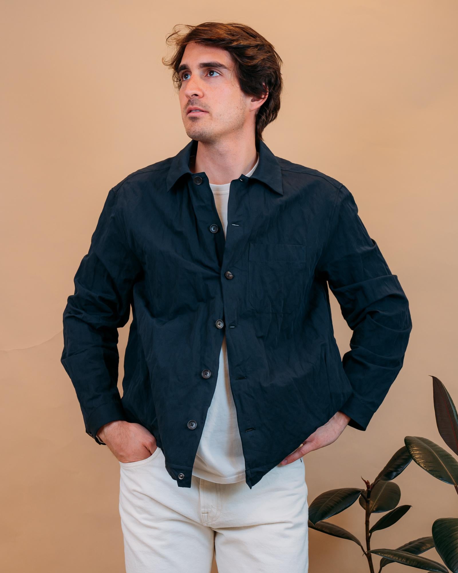 Overshirt in Wrinkle Cotton Blu 165ML21441 002 Xacus 