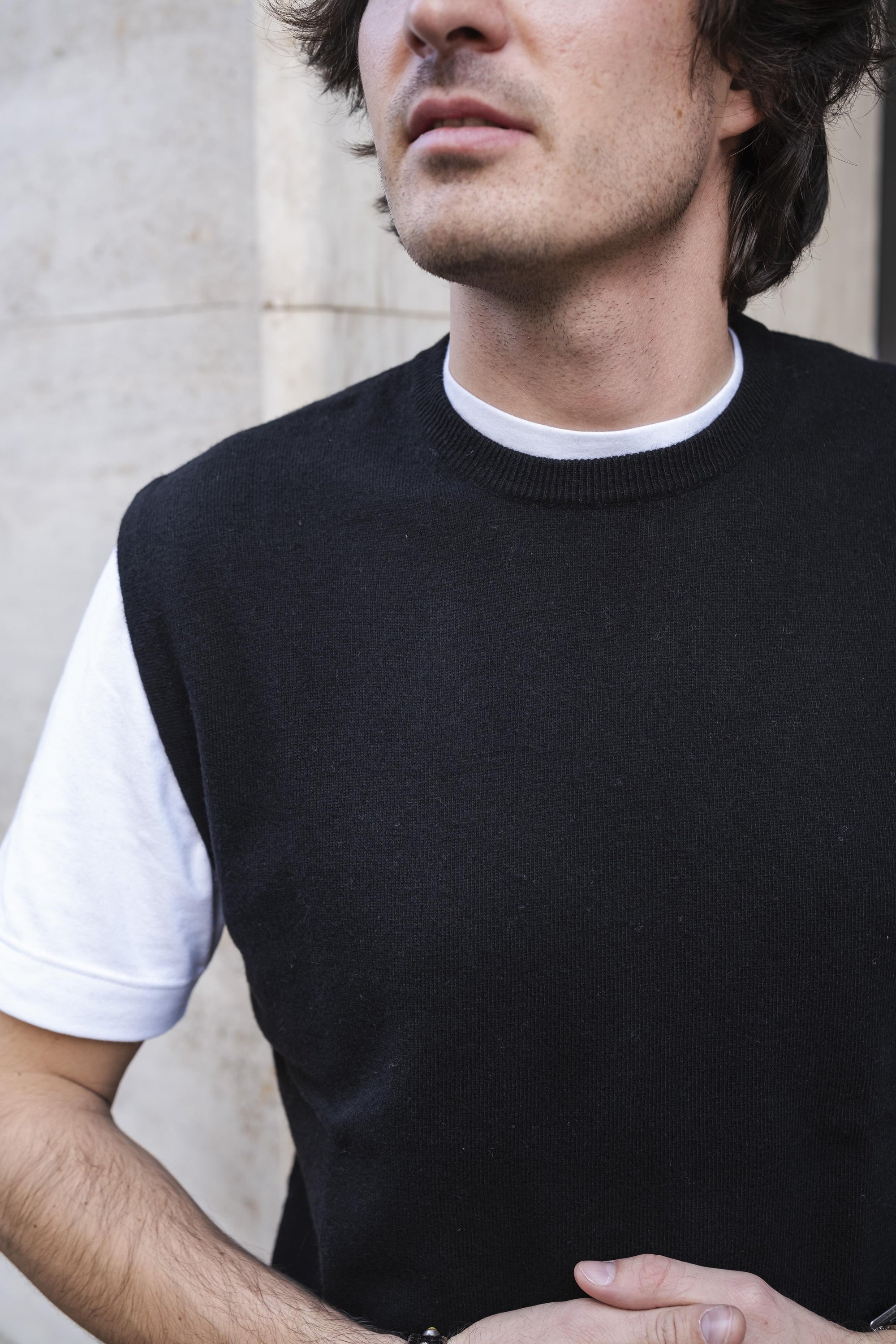 Gilet Misto Cashmere MA7274NERO NERO Gaffi