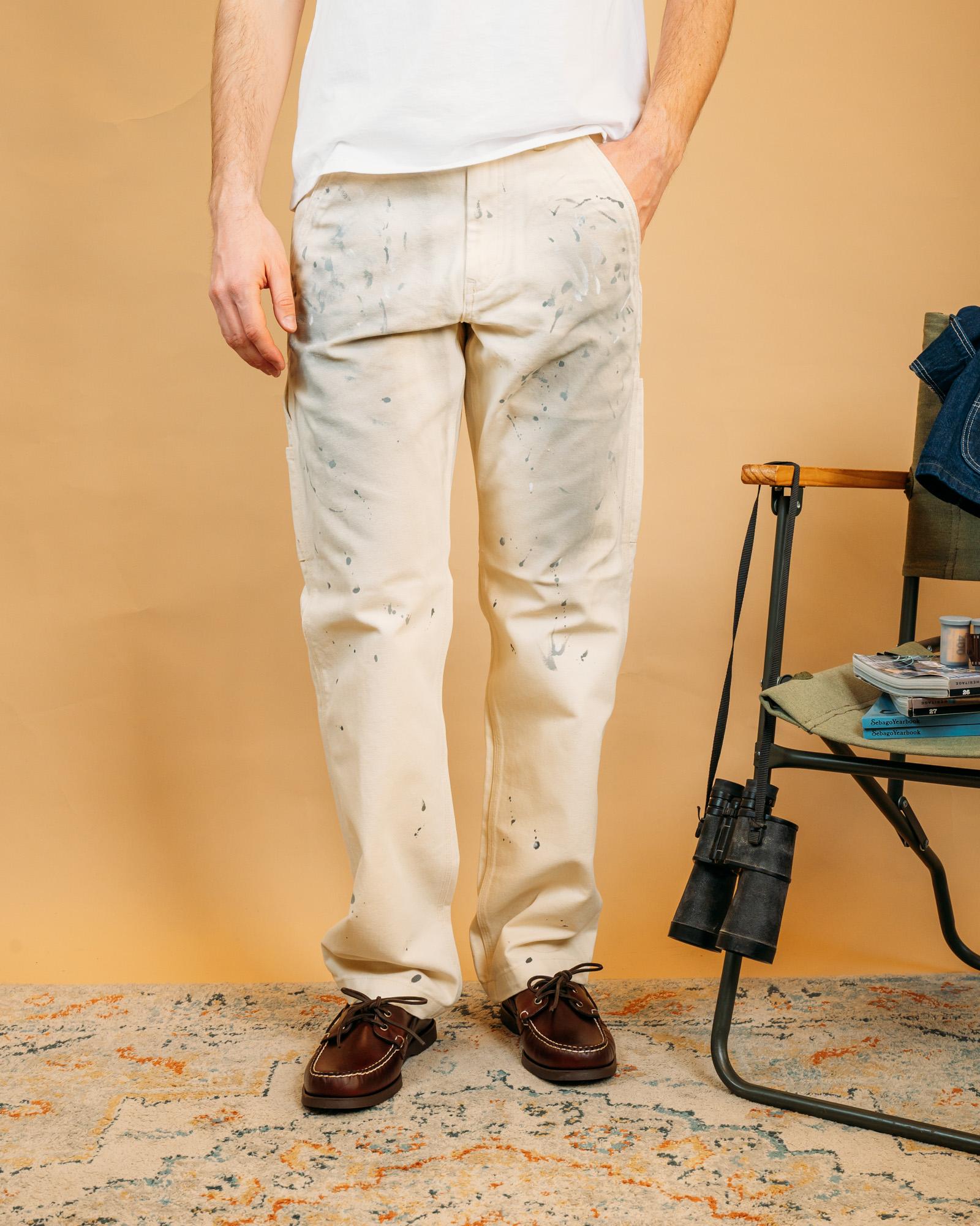 Pantaloni Roy Roger's Workerwear Statement Painter color bianco Wash White in cotone con tasche utility.