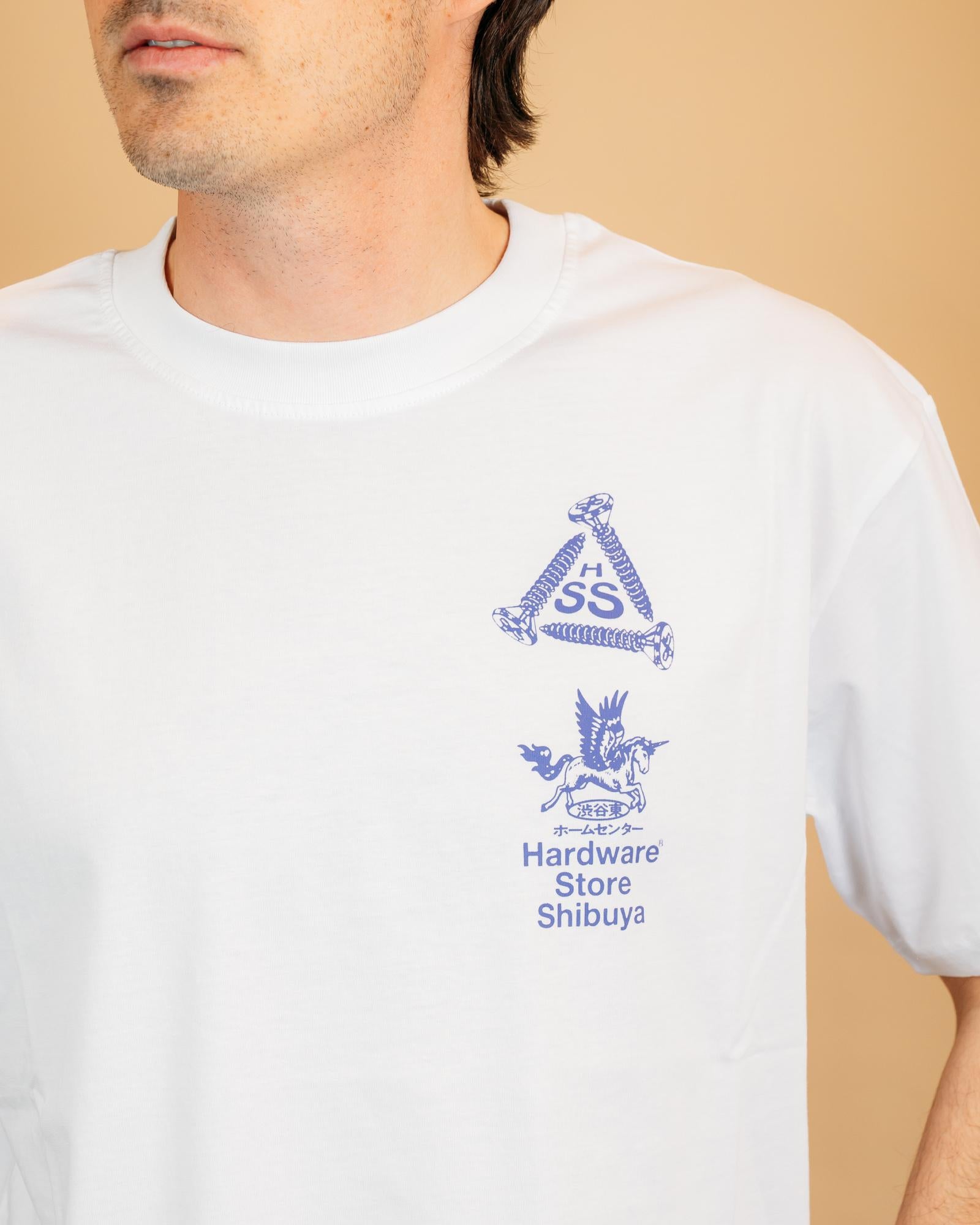 Edwin t-shirt bianca grafica shibuya sul retro e sul petto