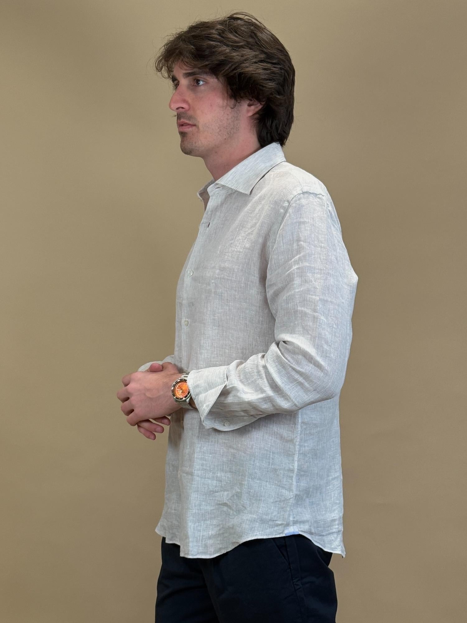 Camicia Millerighe in Lino 748ML81271 004 Xacus