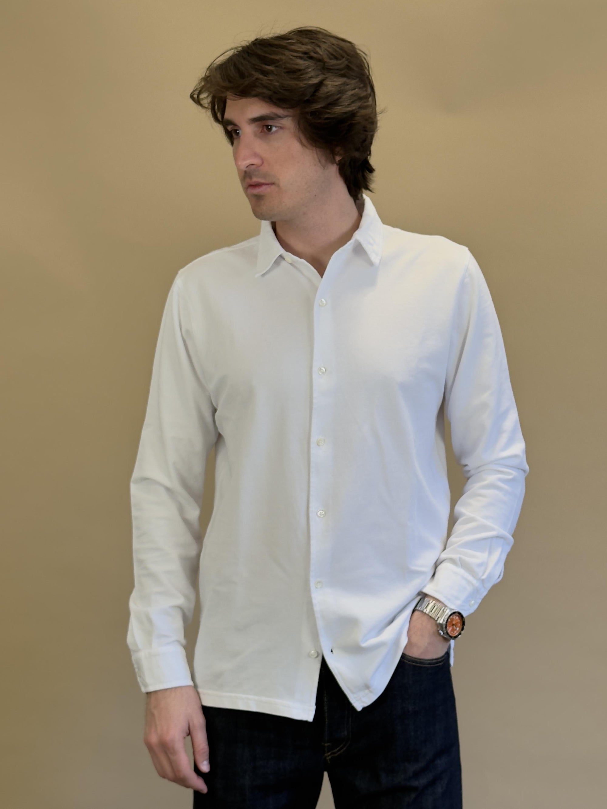 Camicia in Piquet BLKM6502 WH Bl'ker 