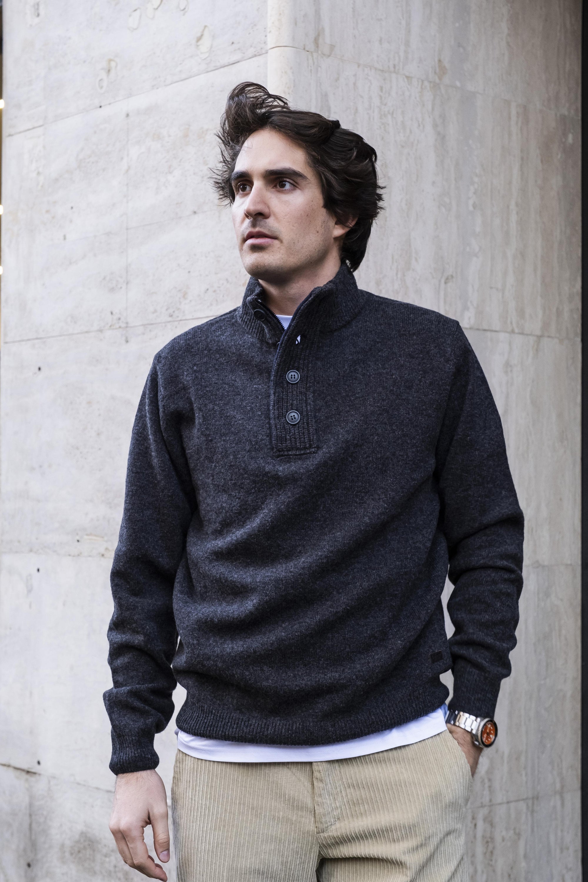 Essential Patch Half Zip MKN0585CH91 CHARCOAL Barbour 