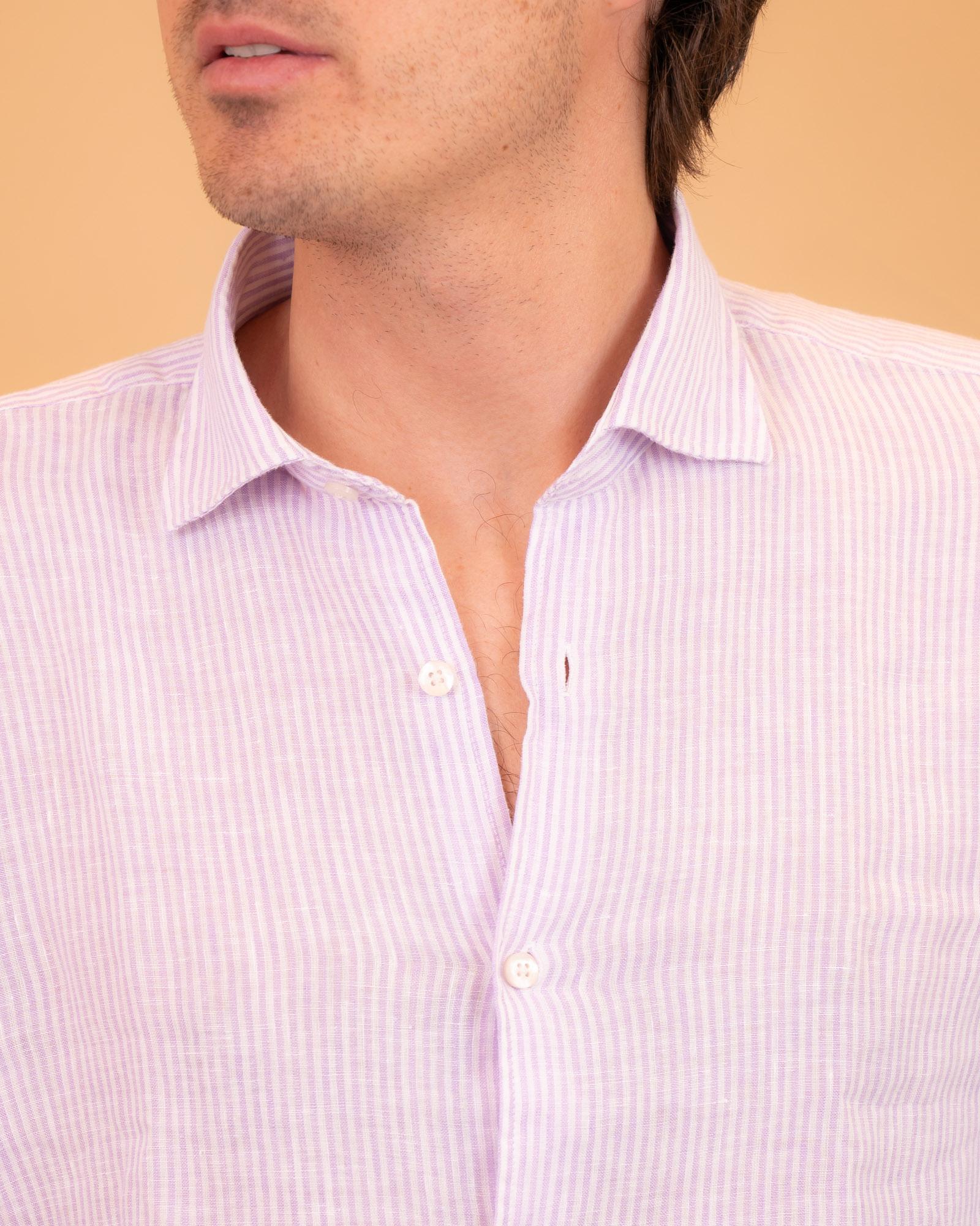 Camicia in Lino Riga Lilla 2830131 03 Portofiori 