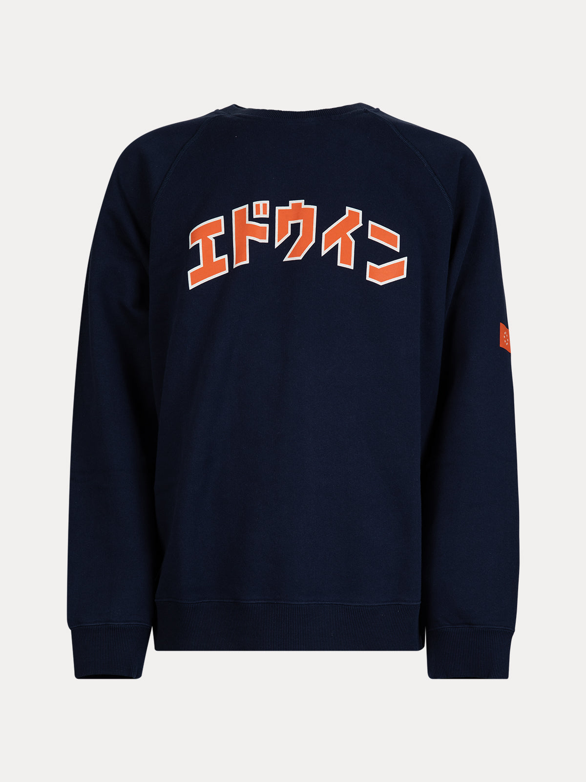 maritime-blue-edwin-ai23-katakana-retro-sweater